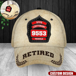 Personalized Retired US Firefighter ID & Department US Flag 3D Cap