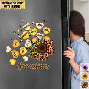 Grandma Mom Kids Sunflower - Gift For Mother, Grandmother - Personalized Sticker Decal