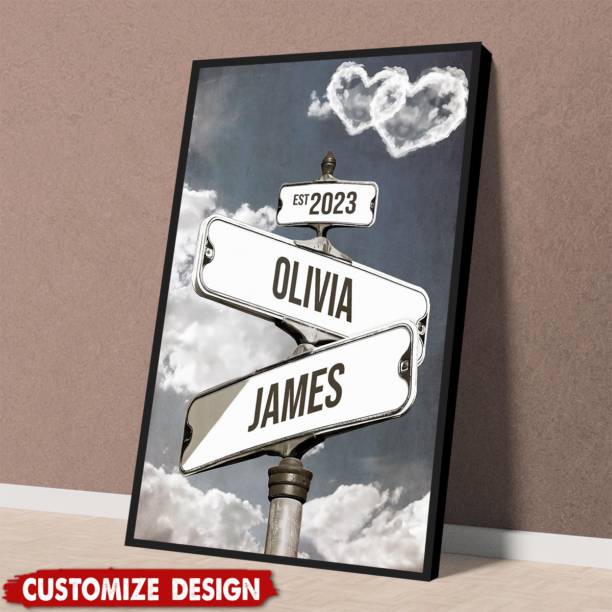 Personalized Name Vintage Street Sign Poster-Gift For Couples Anniversary