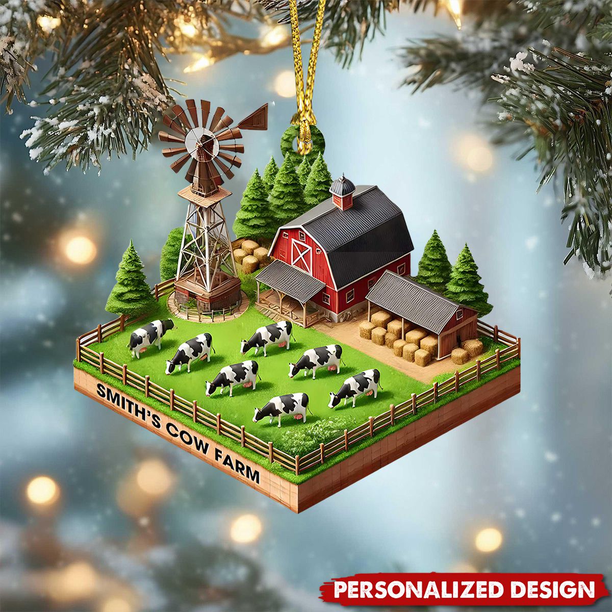 Personalized Name Dreamy Cow Farmhouse Ornament-Gift For Cow Lover-2024 New Release