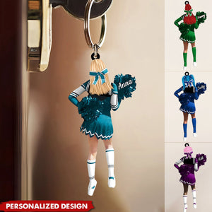 Personalized Cheerleading Pom pom Girl Keychain-Gift For Cheerleading Lovers - 2024 New Release