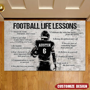 Personalized American Football Life Lessons Doormat - Gift For American Football Lovers