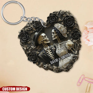 Til Death Do Us Part - Personalized Skull Couple Keychain, Anniversary Gift For Wife,Husband