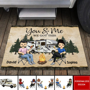 Camping Partners For Life Doll Couple Sitting-Personalized RV Doormat-Gift For Camping Lovers