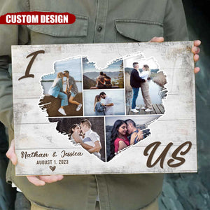 Personalized Couple Heart Shaped Photo Collage Poster, Anniversary Gift