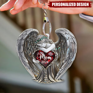 Angel Wings-Personalized Memorial Keychain-Gift For Friend Or Family