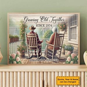 Personalized Gift For Old Couple Sitting Together Poster