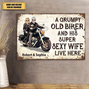 Grumpy Biker And His Wife - Gift For A Biker - Personalized Custom Poster