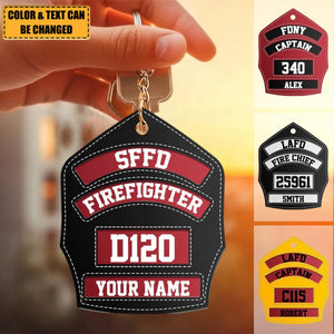 Firefighter’s Helmet Front Shield Personalized Acrylic Keychain