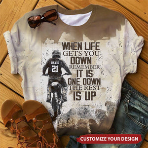 When Life Gets You Down Remember-Personalized Dirt Bike Shirt-Gift For Motocross Lovers