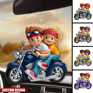 Personalized Motorcycle Couple Acrylic Car Ornament