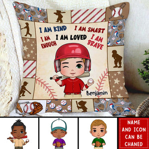 Personalized Gift For Grandson Baseball I Am Kind Kids Pillow