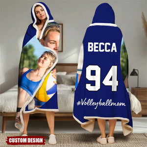 Personalized Photo Wearable Blanket Hoodie - Gift For Soccer,Volleyball,Football Lovers