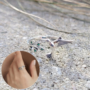 Hummingbird Adjustable Ring - Gift For Bird Lovers