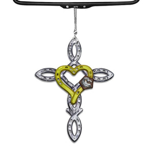 Rustic Horseshoe Cross Car Ornament