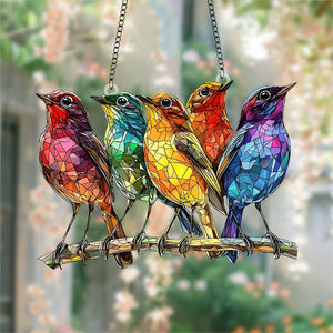 Five Colored Robins Suncatchers-Gift for Bird Lovers,Garden Enthusiasts,Family,Friends