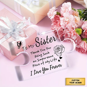 I Love You Forever - Personalized Puzzle Shaped Acrylic Plaque - Gift for Mom/Besties/Sister/Friends/Couples/Family