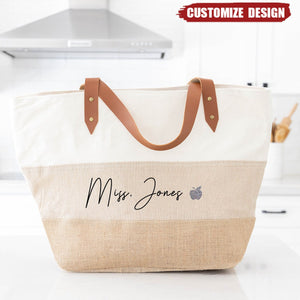 Personalized Teacher Canvas Tote Bag -  Gift For Teacher