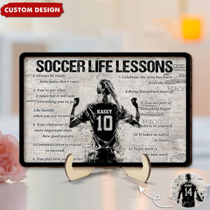 Personalized Soccer Life Lesson 2-Layered Wooden Plaque - Gift For Soccer Lovers