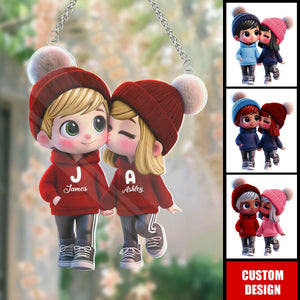 Personalized Cartoon Couple Window Hanging Suncatcher