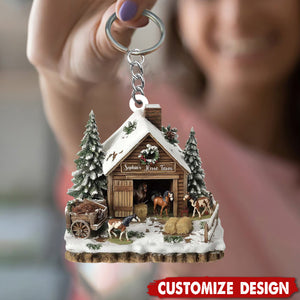 Personalized Horse Barn Keychain - Gifts For Horse Lover