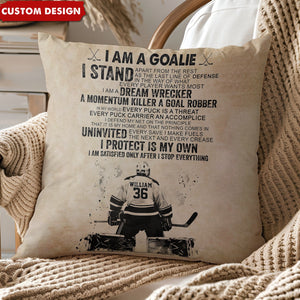 Personalized Hockey Goalie Player Pillow - Gift For Hockey Lovers