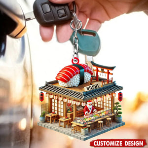 Personalized Sushi Shop Keychain-Gift for Sushi Lovers