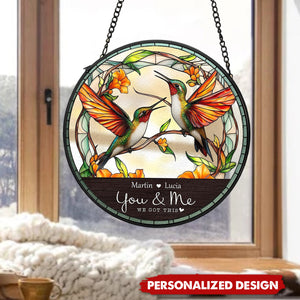 Hummingbird Couple-Personalized Suncatcher-Gift For Couple