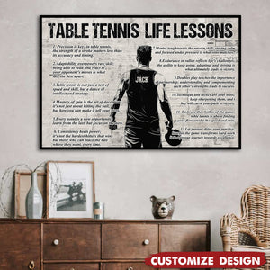 Personalized Table Tennis Life Lessons Poster-Gift For Tennis Lovers