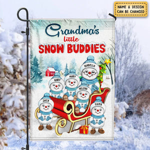 Little Snow Buddies Of Grandma – Personalized Christmas Garden Flag Decoration