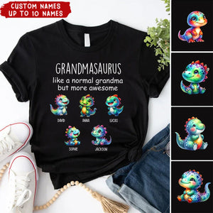 Grandmasaurus Like A Normal Grandma But More Awesome Dinosaur Kid Names Personalized T-shirt