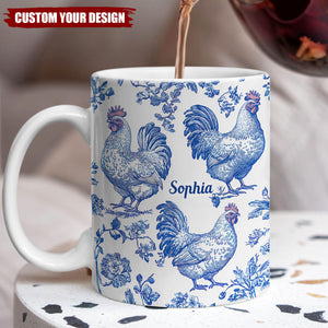 Chicken Toile de Jouy - Personalized Chicken Mug