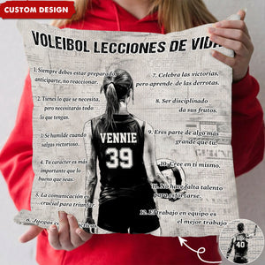 Almohada personalizada con lecciones de vida de voleibol como regalo para los amantes del voleibol