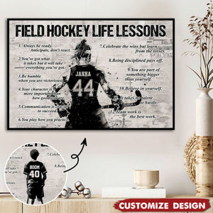 Personalized Field Hockey Life Lessons Poster-Gift For Field Hockey Lovers