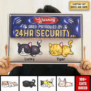 Warning Area Patrolled By Cute Sleeping Cats Personalized 3D Inflated Metal Sign, Gift for Cat Mom, Cat Dad, Cat Lovers