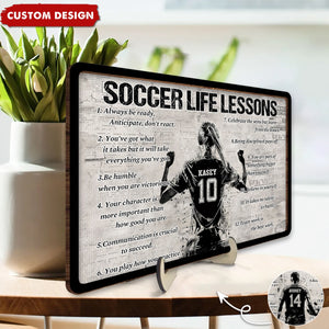 Personalized Soccer Life Lesson 2-Layered Wooden Plaque - Gift For Soccer Lovers