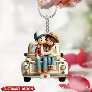 Personalized Couple On Truck Keychain-Gift For Couple