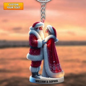 Personalized Santa and Mrs. Claus Keychain, Gift For couple