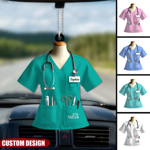 Personalized Nurse Uniform Acrylic Car Ornament - Gift For Nurse