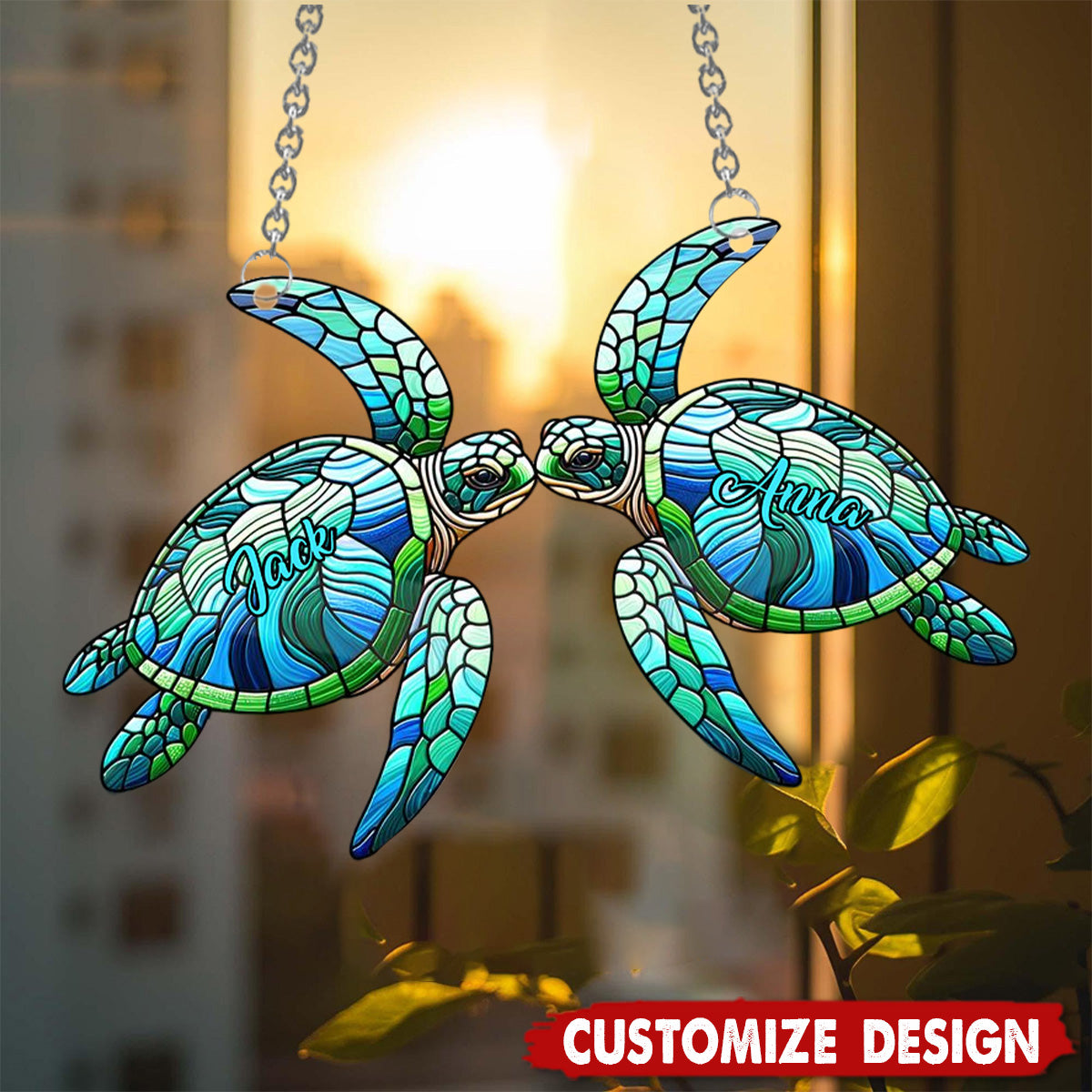 You & Me, We Got This - Personalized Turtle Couple Suncatcher Ornament, Gift For Couple