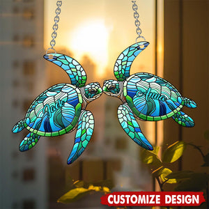 You & Me, We Got This - Personalized Turtle Couple Suncatcher Ornament, Gift For Couple