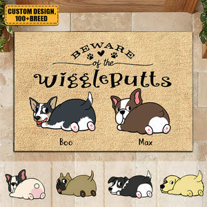 Dog Custom Doormat Beware Of The Wiggle Butts Personalized Gift