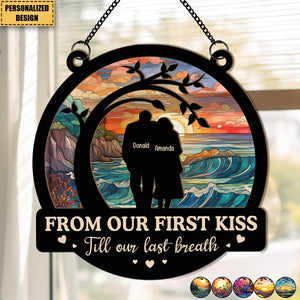 From Our First Kiss Anniversary Gift - Personalized Window Hanging Suncatcher Ornament