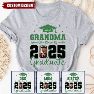 Proud Family Of 2025 Senior Graduation Photo Personalized T-Shirt