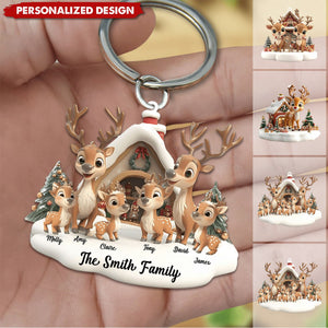 Personalized Reindeer Family Keychain-2024 New Release