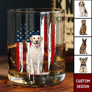 Personalized America Dog Flag Whiskey Glass