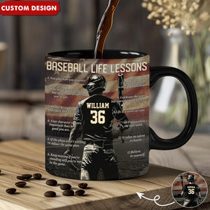 Personalized American Baseball Life Lesson Mug - Gift For Baseball Lovers