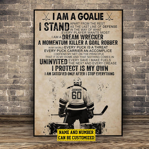 Personalized Hockey Goalie Player Poster-Gift For Hockey Lovers