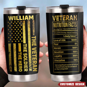 The Veteran The Soldier The Hero Cooler Tumbler Personalized Gift