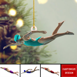 Personalized Swimming Christmas Ornament Gift For Swimmer - 2024 New Release